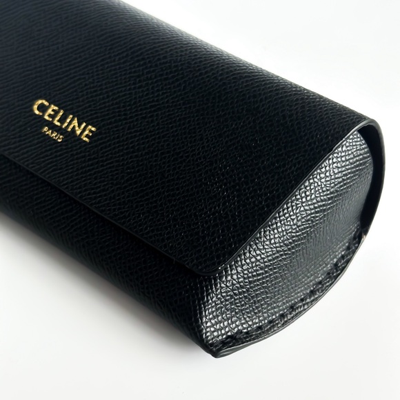 Celine Sunglasses Eyeglasses Medium Soft Black Leather Case W/Box - Picture 5 of 6